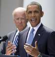 Obama fez proncunamento em tom belicista ao lado do vice-presidente Joe Biden  Foto: AP