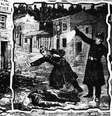 Polícia descobre o corpo de uma das vítimas de Jack, o Estripador, nesta ilustração de 1888  Foto: Getty Images 