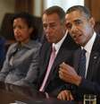 O presidente dos EUA, Barack Obama, conversa com líderes no Congresso dos EUA nesta terça-feira sobre a Síria.  Foto: Larry Downing / Reuters