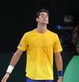 <p>Resultado de Bellucci deixou Brasil perto de voltar à repescagem da Copa Davis; equipe precisa vencer as três próximas partidas contra a Alemanha</p>  Foto: AP