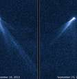 Imagem do Hubble mostra o asteroide P/2013 P5, que surpreendeu cientistas por ter caudas, como um cometa  Foto: AFP