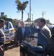 <p>Governador do Rio Grande do Sul, Tarso Genro (PT), chega ao local da exumação de Jango na manhã desta quarta-feira</p>  Foto: Luiz Roese / Especial para Terra