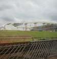 <p>Parte da estrutura da Arena Corinthians cedeu após a queda de um guindaste</p>  Foto: Aline Larissa / Divulgação