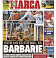 Na Espanha, jornal Marca estampa briga na capa  Foto: Reprodução