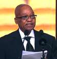 O presidente-sul-africano, Jacob Zuma, discursa durante a cerimônia em homenagem a Mandela  Foto: AFP