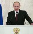O presidente russo, Vladimir Putin, discursa à nação no Kremlin, em Moscou  Foto: AP