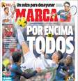 <p>''Tudo que (Cristiano Ronaldo) toca vira ouro'', destaca o jornal Marca em capa deste domingo</p>  Foto: Reprodução