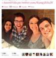 Mariana, Fragoso, Paula e Solano durante exibição do último capítulo de 'Amor à Vida'  Foto: Twitter / Reprodução