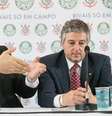 <p>Presidente de Corinthians (Mario Gobbi) e Palmeiras (Paulo Nobre) lado a lado; parabéns por centenário</p>  Foto: Leandro Martins / Futura Press