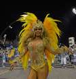 <p>Milena usou uma fantasia comportada no desfile da &Aacute;guia de Ouro,&nbsp;em S&atilde;o Paulo</p>  Foto: AFP