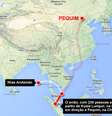 <p>Avião da Malaysia Airlines teria sido guiado pela península malaia em direção às Ilhas Andamão</p>  Foto: Arte Terra