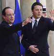 <p>Hollande classificou o referendo na Crimeia como uma 'pseudo-consulta' e afirmou que não irá reconhecer a sua validade. Na foto, ele aparece ao lado chefe de governo italiano, Matteo Renzi</p>  Foto: Reuters