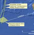 Austrália divulgou infográfico com o local onde os objetos foram encontrados  Foto: AP