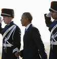 <p>Barack Obama, ao chegar no aeroporto internacional da Amsterdã, para participar da reunião do G7 sobre Ucrânia e outros temas, nesta segunda-feira, 24 de março</p>  Foto: Reuters