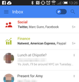 <p>Gmail para Android testa novas abas, como "viagens" e "finanças"</p>  Foto: Reprodução/Geek.com