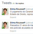<p>A presidente Diilma Roussef, disse nesta quinta, que o julgamento do Massacre do Carandiru é "contra a impunidade".</p>  Foto: Twitter / Reprodução