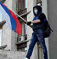 Manifestantes são minoria em Donetsk  Foto: BBC News Brasil