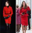 <p>À esquerda, Kate Middleton em 2011 e, à direita, com o mesmo casaco mas com estilo mais refinado já em 2014</p>  Foto: Getty Images 