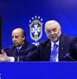 Atual presidente da CBF (à esquerda na foto), Del Nero pediu licença do posto na entidade; já seu antecessor, Marin está preso nos EUA respondendo a acusações de corrupção na Fifa  Foto: Daniel Ramalho / Terra