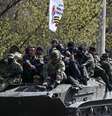 Grupo hasteou bandeira russa em tanque tomado ao Exército ucraniano  Foto: Reuters