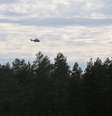 <p>Helicóptero sobrevoa área próxima a Jamijarvi Airfield, sudoeste da Finlândia, onde um pequeno avião que transportava paraquedistas caiu neste domingo </p>  Foto: AP