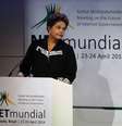 <p>Dilma, durante discurso no evento NetMundial, em São Paulo</p>  Foto: Reuters