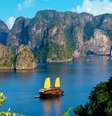 Navio ao estilo veleiro percorre destinos tombados do Vietnã  Foto: Indochina Sails/Divulgação