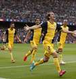 Godin comemora gol de empate do Atlético de Madrid  Foto: Reuters