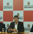 <p>O secretário municipal das Subprefeituras, Chico Macena, o prefeito Fernando Haddad e o secretário de Transportes, Jilmar Tatto</p>  Foto: Janaina Garcia / Terra