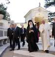 <p>Presidente de Israel, Shimon Peres, patriarca de Constantinopla, Bartolomeu I, papa Francisco e líder da Palestina, Mahmud Abbas, nas dependências do Vaticano</p>  Foto: Reuters