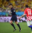 Yuichi Nishimura teve arbitragem polêmica na partida entre Brasil e Croácia  Foto: Getty Images 