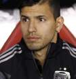 <p>Agüero ainda não marcou com a camisa argentina em Copa do Mundo</p>  Foto: Reuters