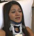 <p>Daiana Costa est&aacute; usando um colar cervical&nbsp;</p>  Foto: NBC News / Reprodução