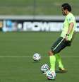 Fred treina cobranças de pênalti em treino da Seleção  Foto: Heuler Andrey/Mowa Press / Divulgação