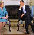 <p>A presidente do Chile, Michelle Bachelet, participa de&nbsp;reuni&atilde;o com o presidente dos EUA, Barack Obama, em 23 de junho de 2009, no Sal&atilde;o Oval da Casa Branca, em Washington, DC</p>  Foto: Mandel NGAN / AFP