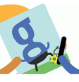 <p>"Jogador" do Google dá autógrafo para torcedor </p>  Foto: Google / Reprodução