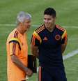 <p>Jogador colombiano James Rodr&iacute;guez foi o destaque durante o &uacute;ltimo treino da sele&ccedil;&atilde;o antes da decis&atilde;o contra o Brasil</p>  Foto: Reuters