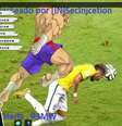 <p>Grupo colocou montagem de personagem de vídeo-game golpeando Neymar</p>  Foto: Reprodução