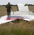 Militante separatista pró-Rússia caminha sobre destroços de avião da Malásia que caiu no leste da Ucrânia. 17/06/2014.  Foto: Maxim Zmeyev / Reuters