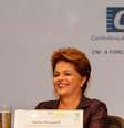 A presidente Dilma Rousseff, que disputa à reeleição, durante a sabatina promovida pela CNI   Foto: Ichiro Guerra / Divulgação