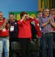 Candidato ao governo do Estado de São Paulo, Alexandre Padilha (PT), ao lado da presidente Dilma Rousseff, durante evento da CUT  Foto: Paulo Pinto / Analítica