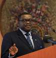 Ministro da Saúde da Nigéria, Onyebuchi Chukwu, fala sobre o surto de Ebola a diplomatas em Abuja. 07/08/2014  Foto: Afolabi Sotunde / Reuters