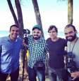 Da esquerda para a direita: Carlos Percol, Marcelo Lyra, o surfista Carlos Burle e Alexandre Severo  Foto: Instagram / Reprodução