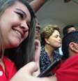 <p>Presidente aproveitou a visita e o cen&aacute;rio para gravar cenas do programa eleitoral dela</p>  Foto: Ney Rubens / Terra