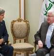 <p>Presidente iraquiano, Fuad Masum, conversa com o secret&aacute;rio de Estado dos EUA, John Kerry, em Bagd&aacute;, em 10 de setembro&nbsp;</p>  Foto: Brendan Smialowski / Reuters