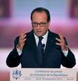 <p>O presidente francês, Fraçois Hollande, participa de uma coletiva de imprensa no Palácio do Eliseu em Paris, em 18 de setembro</p>  Foto: Christian Hartmann / Reuters