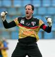 <p>Rogério Ceni comemora 100º gol contra o Corinthians</p>  Foto: Eduardo Anizelli/STF / Getty Images 