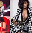 <p>Como garota-propaganda, Rihanna usa o mesmo blazer na campanha da grife francesa</p>  Foto: TV Globo / Divulgação