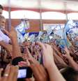 <p>Aécio lembrou que pesquisas de intenção de votos no primeiro turno o colocavam atrás de Marina Silva (PSB)</p>  Foto: Divulgação