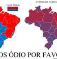 Os mapas: à esquerda, um mapa que vem sendo compartilhado nas redes sociais e, à direita, o mapa produzido por Thomas Conti  Foto: Facebook/Thomas Conti / Reprodução